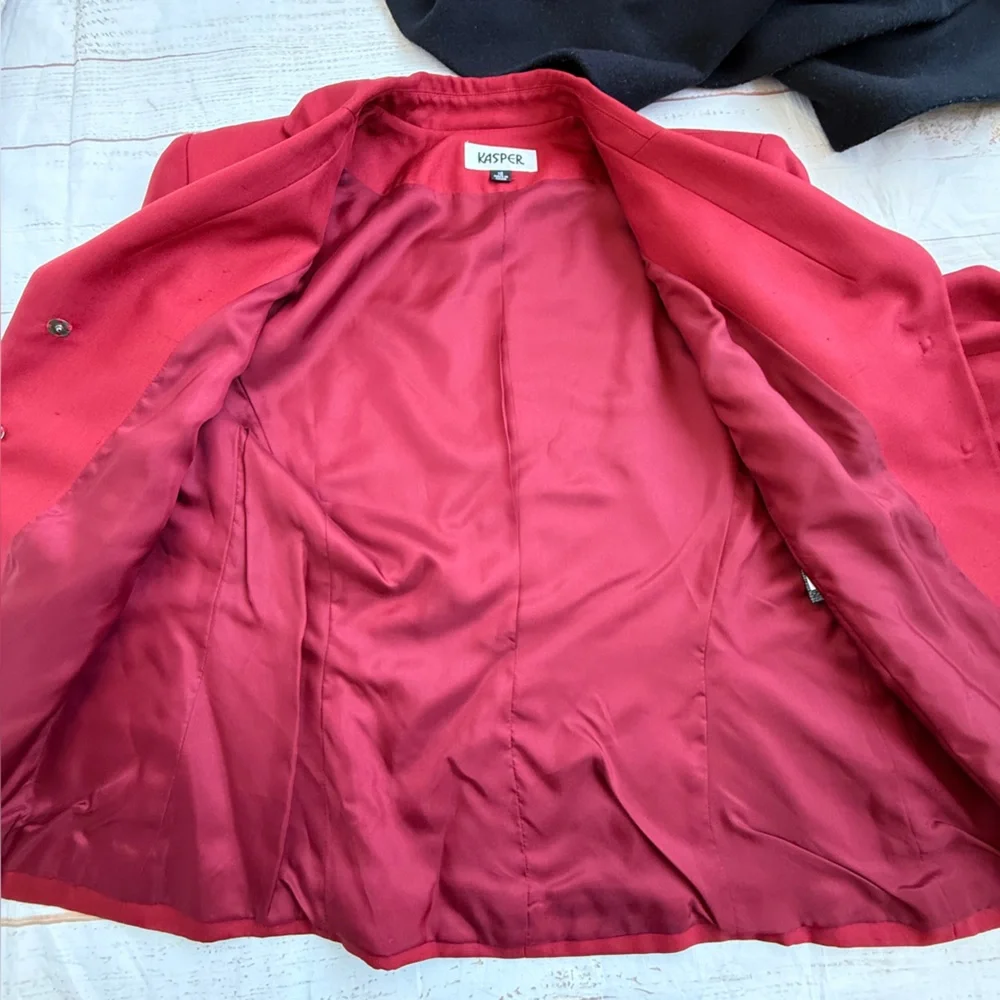 Kasper 100% Silk Red Suit Blazer –‎ Size 10 (BNWT) - Picture 10 of 12